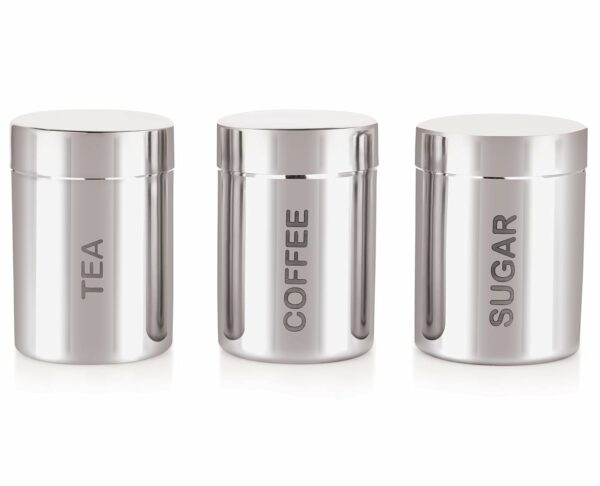 Stainless Steel Airtight Tea, Sugar & Coffee Canister Set of 3 - 700ml