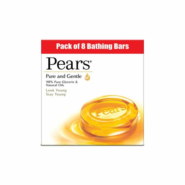 Pears Pure & Gentle Soap Bar Combo Pack of 8 - Glycerin for Soft Skin