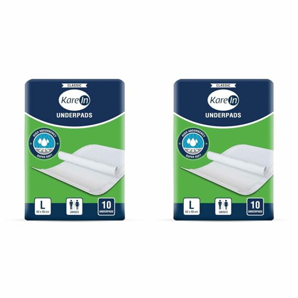 Classic Underpads, Large 60 x 90 Cm, 20 Count, Superior Absorbency