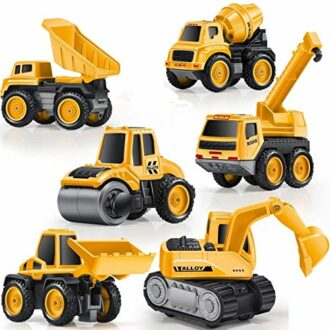6in1 Construction Trucks Playset for Kids - Excavator, Bulldozer & More