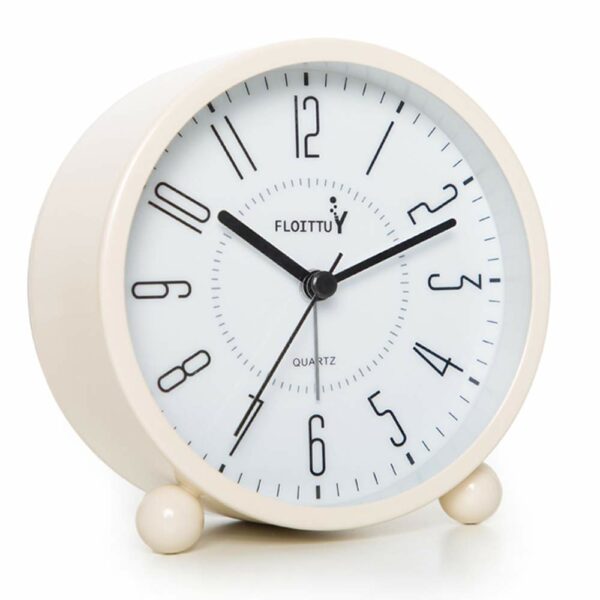 Silent Analog Alarm Clock with Night Light - 5 Colors