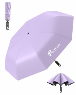 Compact 3-Fold Travel Umbrella with Carabiner Handle - UV & Rain Protection