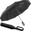 Folding Windproof Umbrella with Carabiner Handle - 40 Inch