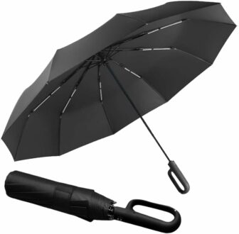 Folding Windproof Umbrella with Carabiner Handle - 40 Inch