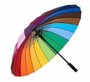 Rainbow Umbrella - 16 Ribs, Windproof, Auto Open, Large Size