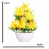 Artificial Decorative Flower Bunch with Ceramic Vase - Multi