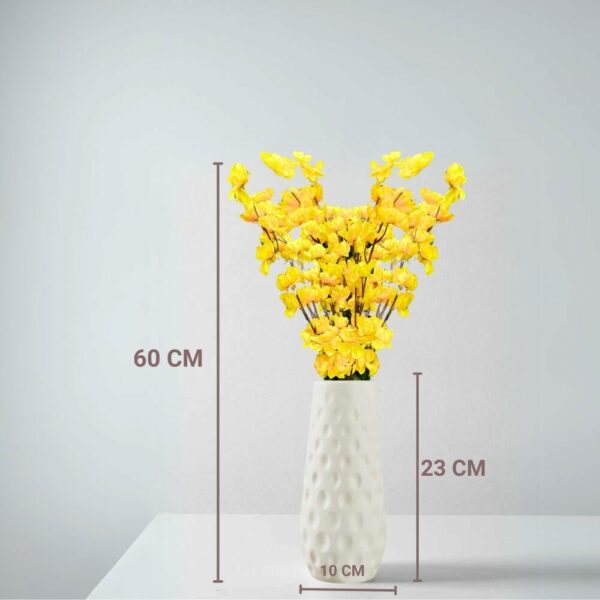 Artificial Flowers Bunch with White Ceramic Vase - Yellow Decor - Image 5