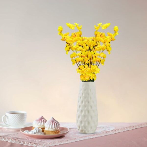 Artificial Flowers Bunch with White Ceramic Vase - Yellow Decor - Image 3
