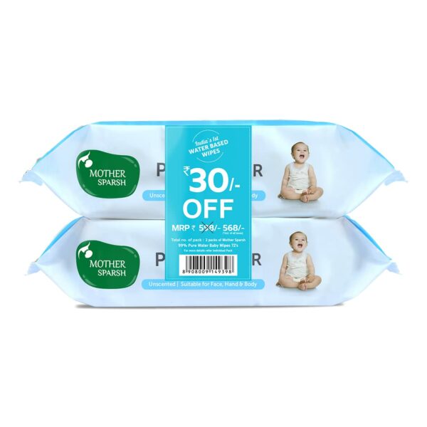99% Pure Water Baby Wipes - Unscented, Thick, 72 pcs/pack - Super Saver Pack of 2