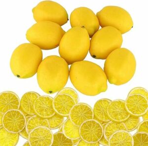 Set of 15 Artificial Lemons & Slices - Realistic Decor