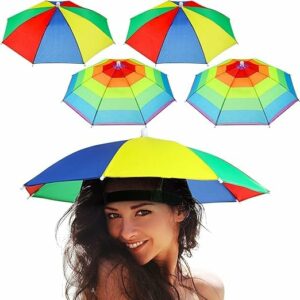 Rainbow Adjustable Umbrella Hat for Kids and Adults - Pack of 1