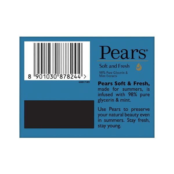 Pears Soft & Fresh Soap Bar Combo (4 Pack) - Glycerin & Mint - Image 5