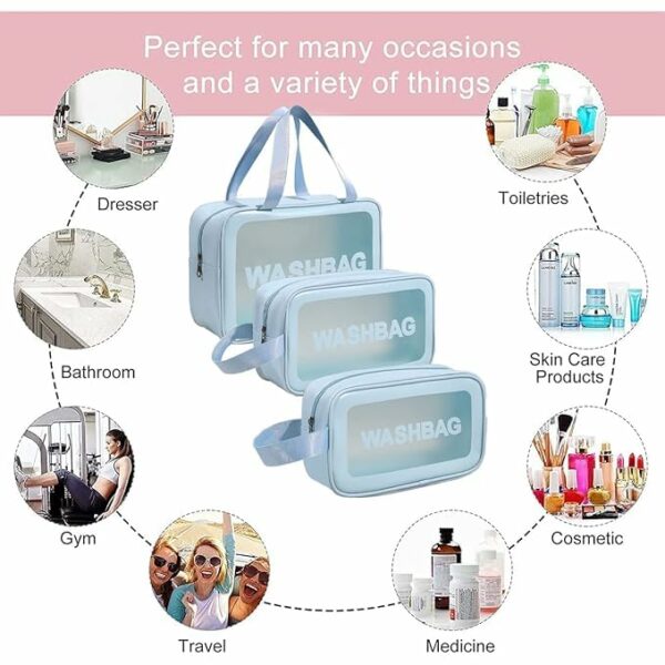 Large Capacity Cosmetic Pouch - Portable Makeup Bag Set of 3 - Image 4