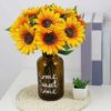 Artificial Sunflower Stick Bunch - 6 Heads Bouquet for Home Decor