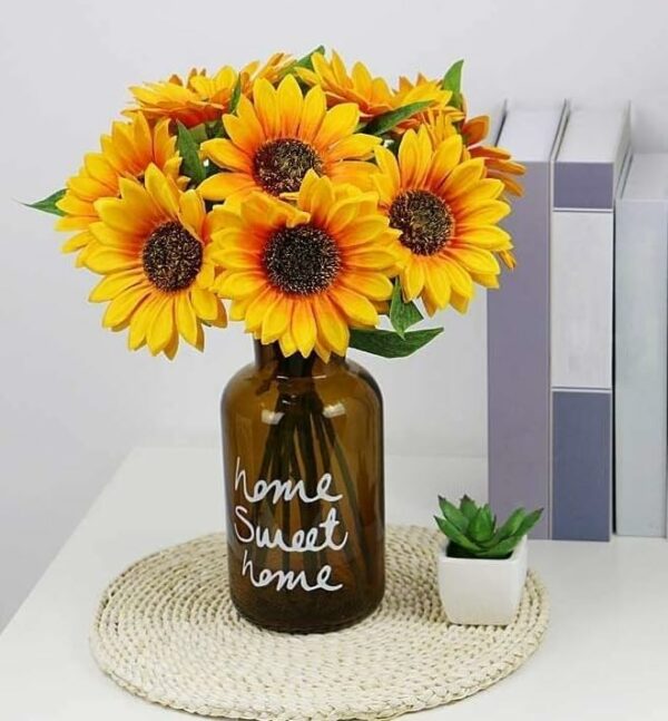 Artificial Sunflower Stick Bunch - 6 Heads Bouquet for Home Decor - Image 2