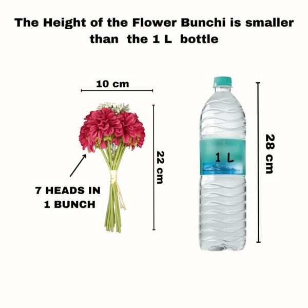 Artificial Dahlia Flowers - 7-Stem Faux Floral Bouquet for Home & Office Decor, White - Image 2