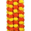 10 Pcs Handmade Artificial Marigold Garland for Festivals - Yellow & Orange with Bells