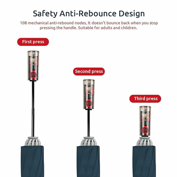 Compact Travel Umbrella with Reflective Strip & Windproof Design - Image 3