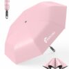 Compact 3-Fold Umbrella with Carabiner Handle - UV & Rain Protection