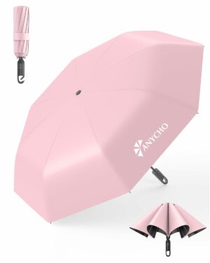 Compact 3-Fold Umbrella with Carabiner Handle - UV & Rain Protection