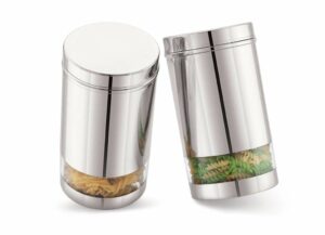 Airtight Stainless Steel Storage Canisters - Set of 2 (1200 ML)