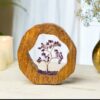 Amethyst Crystal Tree Set in Wooden Ring for Chakra Healing