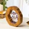 Amethyst Crystal Tree Set in Wooden Ring for Chakra Healing