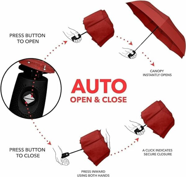 UV Protection Folding Umbrella | Auto Open Close | Windproof Travel Umbrella - Image 4
