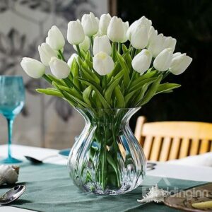5 Pcs Artificial Tulip Flowers Bunches for Home Decor - Cream