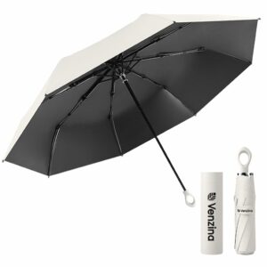 Lightweight UPF 50+ Travel Umbrella with Rubberized Handle