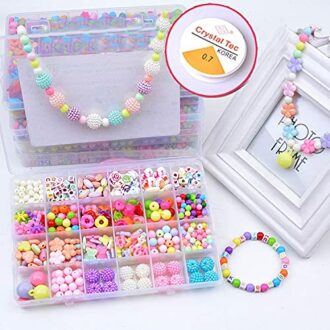 Plastic Beads Craft Kit for Kids - DIY Jewelry Making Set