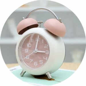 Vintage Twin Bell Alarm Clock with Night LED Display - Pink