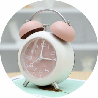 Vintage Twin Bell Alarm Clock with Night LED Display - Pink