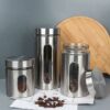 Stainless Steel Airtight Kitchen Canisters Set of 3 with Window