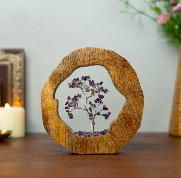 Amethyst Crystal Tree Set in Wooden Ring for Chakra Healing - Image 6