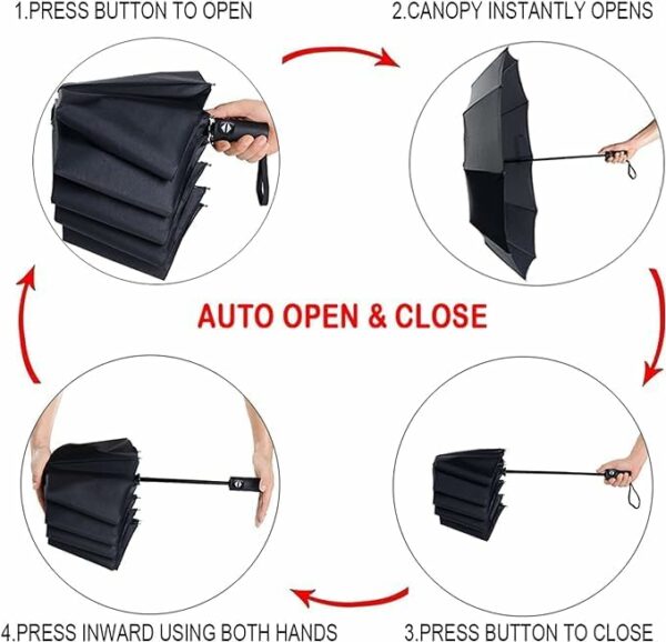 Large Windproof Automatic Open Umbrella for Men & Women - Blue - Image 3