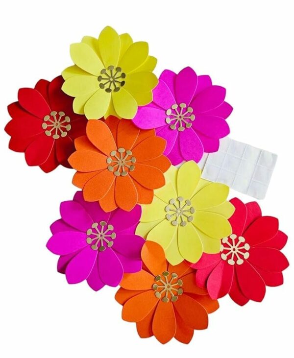 Bright Mixed Flower Cutouts - 8 Vibrant Decorations for Parties - Image 4