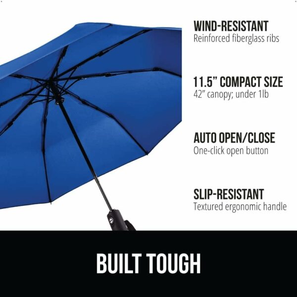 Compact Travel Umbrella - Automatic Open Close, Windproof, Extra-Large Canopy - Image 3