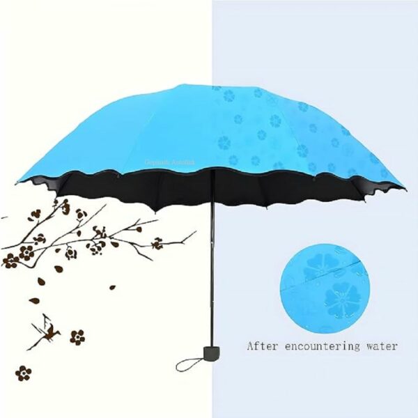 3-Fold Magic Umbrella with UV Protection and Floral Design - Image 5