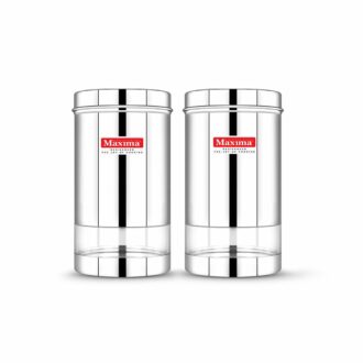 Stylish Stainless Steel Canisters for Tea, Coffee, Spices - Set of 2 (1200Ml)