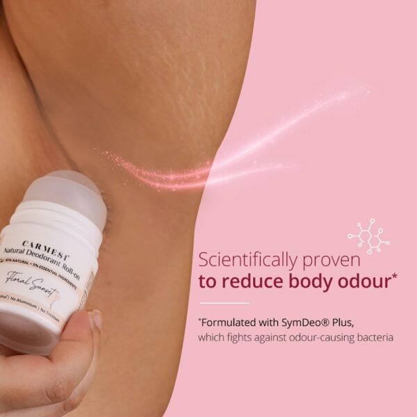 Natural Underarm Roll On Deodorant - 95% Natural Ingredients, Floral Sunset, 50 ml - Image 2