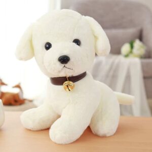 Soft Plush Dog Sitting Toy for Kids - White 25 cm