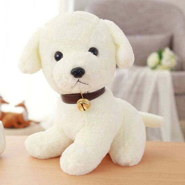 Soft Plush Dog Sitting Toy for Kids - White 25 cm