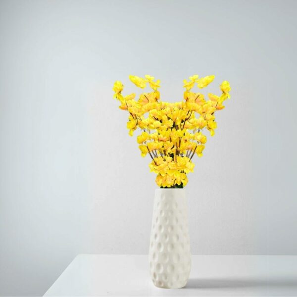 Artificial Flowers Bunch with White Ceramic Vase - Yellow Decor - Image 4