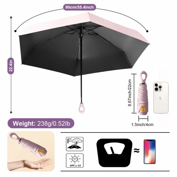 UPF 50+ Travel Umbrella with Lightweight Design & Unique Handle - Image 2