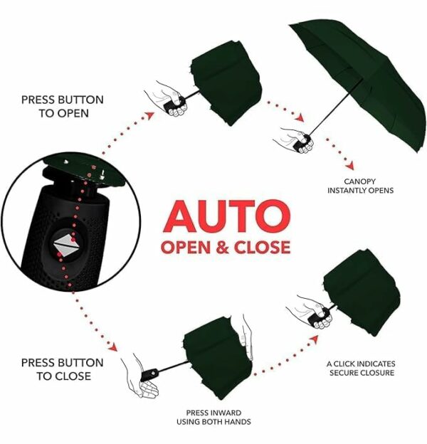 Compact 3-Fold Umbrella for Men & Women - Auto Open/Close, UV Coated - Image 3