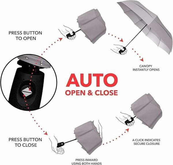 Windproof Travel Umbrella with Auto Open - Family Size - Image 4