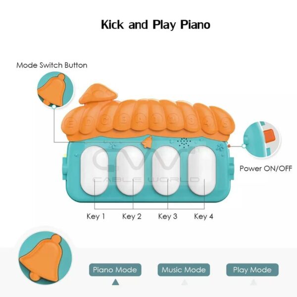 Multi-Function Musical Keyboard Baby Gym Mat with Toys - Image 6