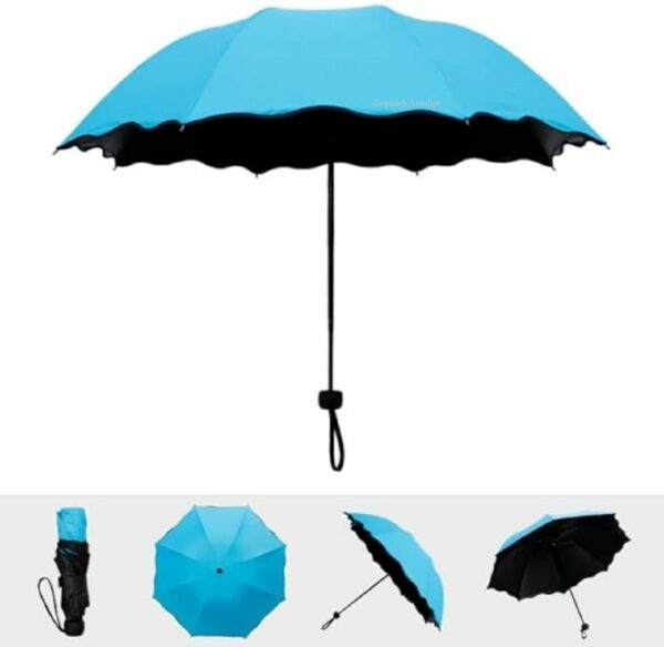 3-Fold Magic Umbrella with UV Protection and Floral Design - Image 2