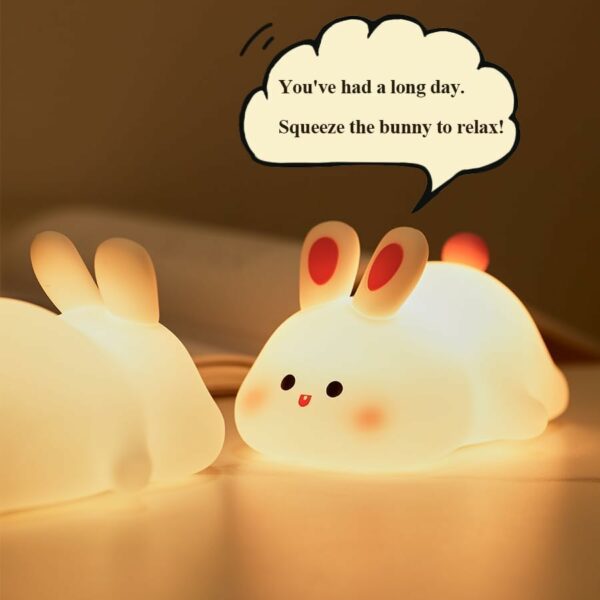 Cute Rabbit Night Light - Touch Silicone LED Lamp for Kids - Image 5